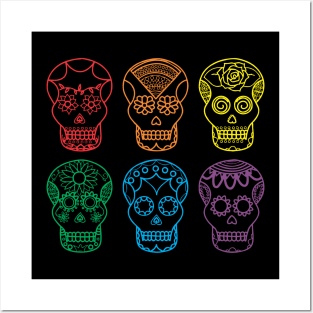 Rainbow Gay Pride Sugar Skulls Posters and Art